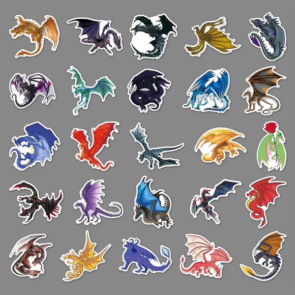 Dragon Stickers 50pcs Long Lasting PVC Material - Picture 3 of 6